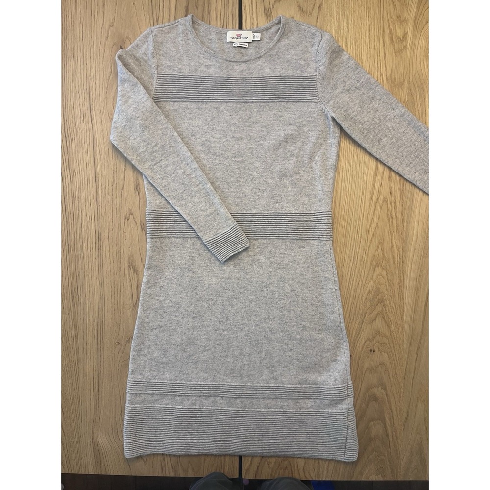 Vineyard Vines Ottoman Cashmere Wool Blend Gray Sweater Dress‎ Size XS Ribbed